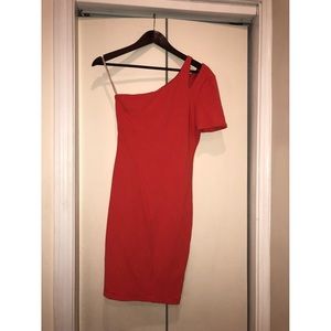 Coral one shoulder dress